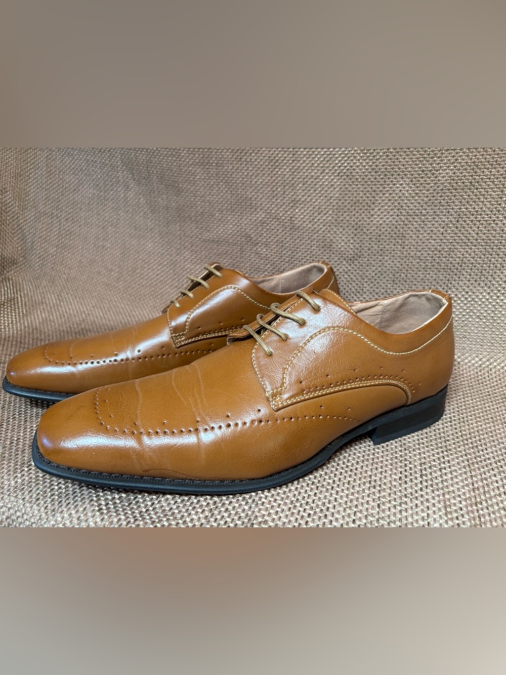 Adolfo Tan Lace-Up Oxford Dress Shoes